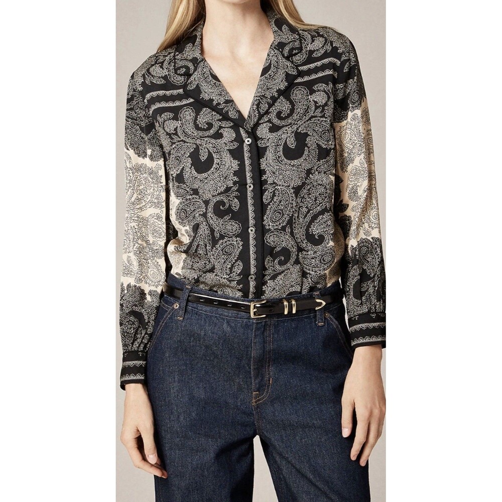 J. Crew Women's Black and White Silk Floral Blazer Size Small Tropical